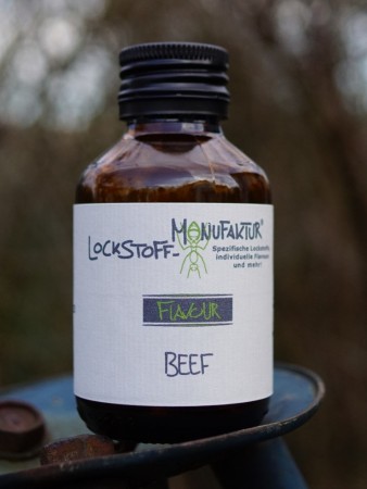 Fängiges Beef Flavour für Boilies: dieses natürliche Meat Flavour verleiht Boilies, aber auch Matchfutter und Partikeln einen für Karpfen extrem attraktiven Geruch und Geschmack nach frischem Fleisch.