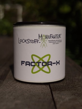 Factor-X: ein besonderer Enhancer für Boilies, Pellets und Matchteig. Dank der enthaltenen Nukleotide verstärkt dieser besondere Lockstoff den Geschmack und die Lockwirkung enorm.