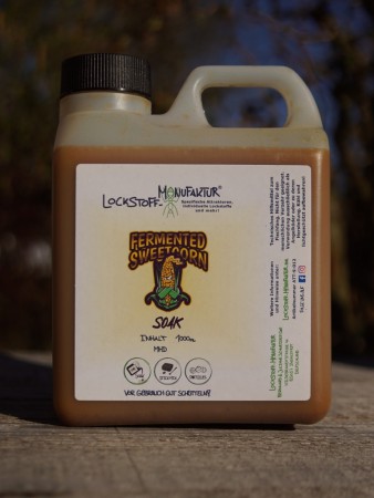 Der Fermented Sweetcorn Boilie Soak für Karpfen: enzymatisch aufgeschlossener, fermentierter Mais als wasserlöslicher und extrem fängiger Soak - mehr Lockwirkung geht kaum!