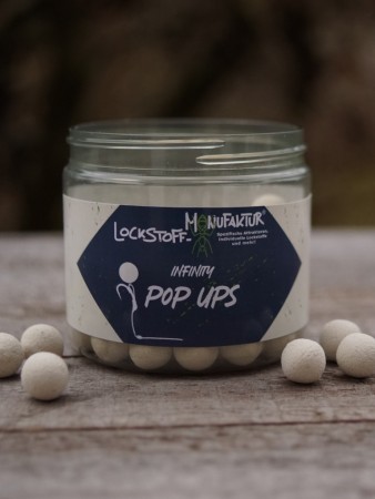 Weiße Fluo Pop Ups white - diese fängigen Pop Ups sind echte Kontrastköder. Auf dunklem Untergrund, bei Algen oder trübem Wasser, weiße Pop Ups sind hier besonders gut vom Karpfen wahrnehmbar.