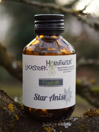 Das Star Anise Flavour ist dank der Zusammensetzung aus natürlichen Verbindungen ein hochattraktives Flavour, das jeden Boilie, aber auch Matchfutter und Matchteig extrem attraktiv für Karpfen macht.