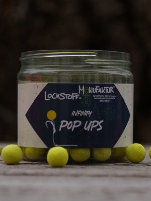 Ultra schimmfähig, mit einen starken und gleichmäßigen Auftrieb sind die gelben Infinity Fluo Pop Ups yellow perfekt für das Karpfenangeln im Frühjahr geeignet.