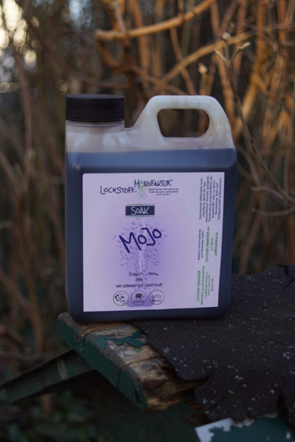 Der aus vollkommen natürlichen Zutaten bestehende Mojo Boiliesoak wird im 1 Liter Kanister geliefert.