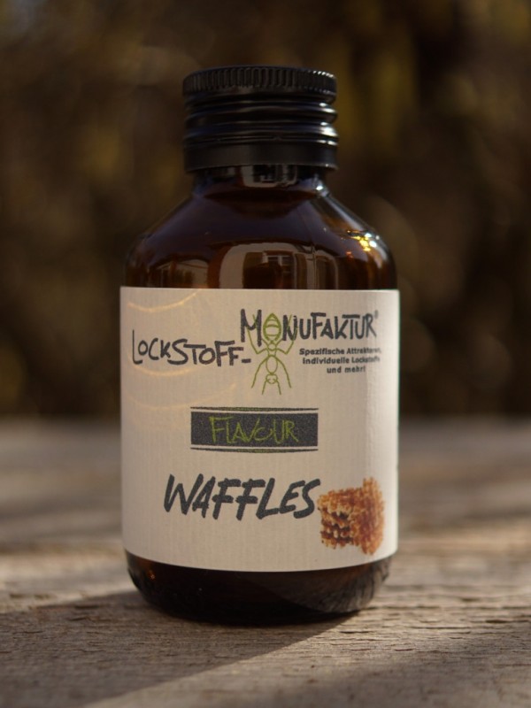 Waffles Flavour für Boilies: das Waffel Flavour ist ein natürliches Flavour für Karpfen, das an Vanillebisquit, Kuchen und Waffeln erinnert. Ein Flavour, das die Karpfen lieben.