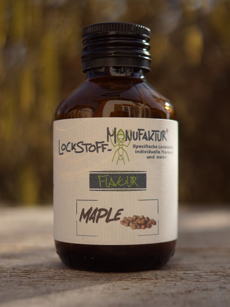 Maple Flavour zum Matchangeln: auch im Grund- und Feederfutter ist das Maple Flavour sehr erfolgreich auf Karpfen.