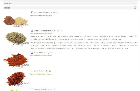 Über 55 natürliche Komponenten stehen Dir zur Auswahl - alle sind fängige Karpfenlockstoffe.